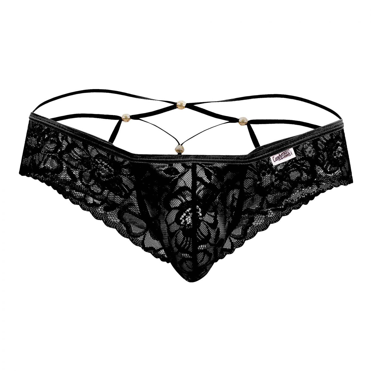 CandyMan 99551 Lace Peekaboo Briefs Black