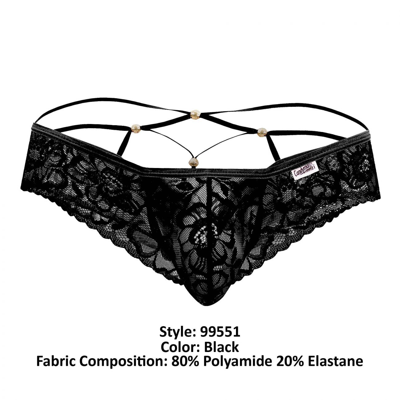 CandyMan 99551 Lace Peekaboo Briefs Black
