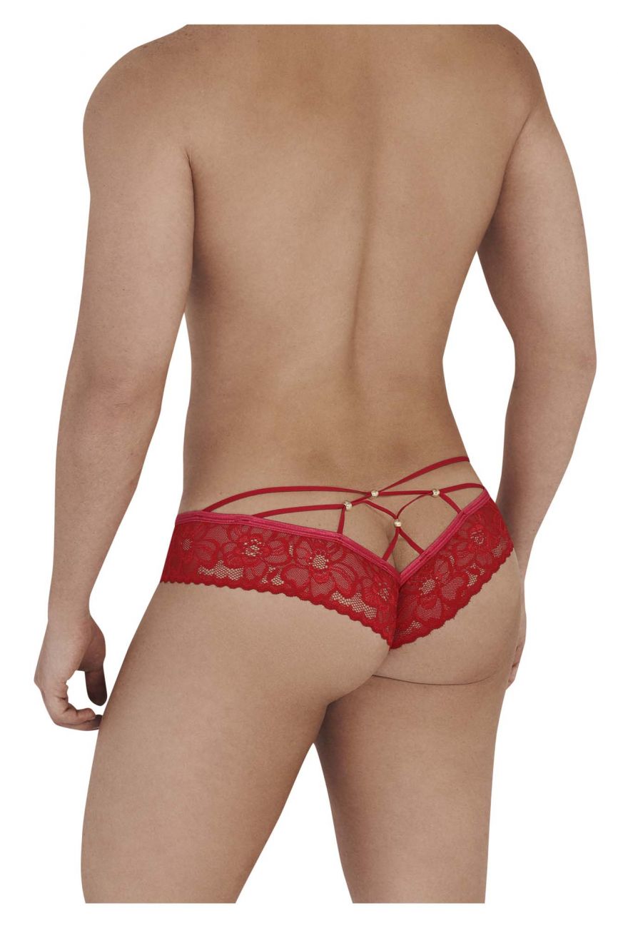 CandyMan 99551 Lace Peekaboo Briefs Red