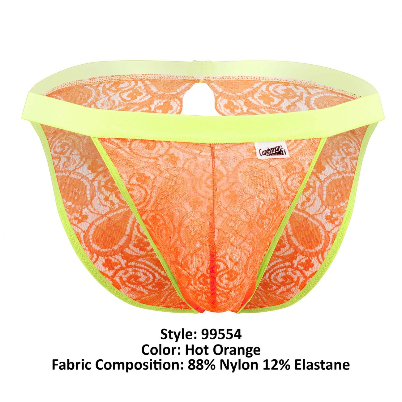 CandyMan 99554 Lace Peekaboo Bikini Hot Orange