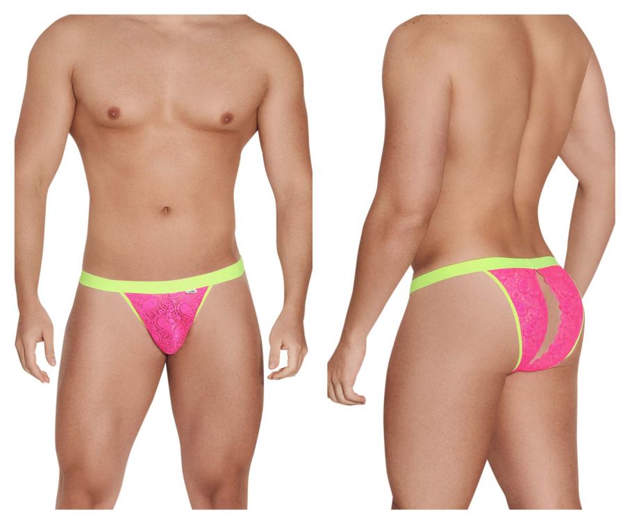 CandyMan 99554 Lace Peekaboo Bikini Hot Pink