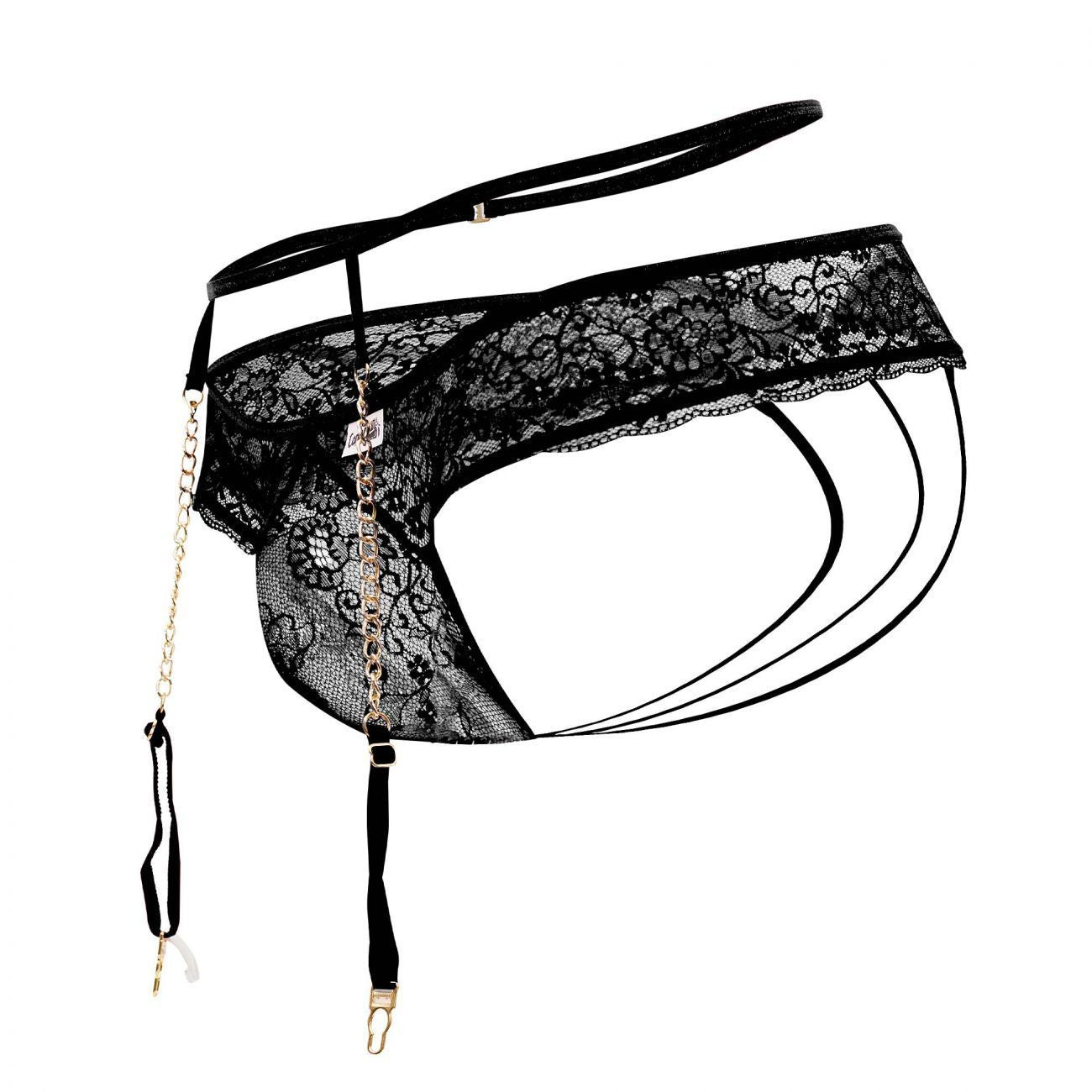 CandyMan 99566 Lace Garter-Jockstrap Outfit Black