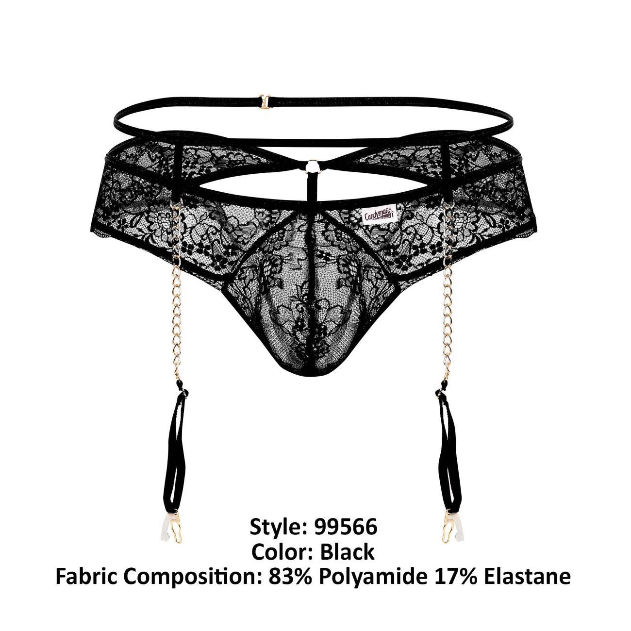 CandyMan 99566 Lace Garter-Jockstrap Outfit Black
