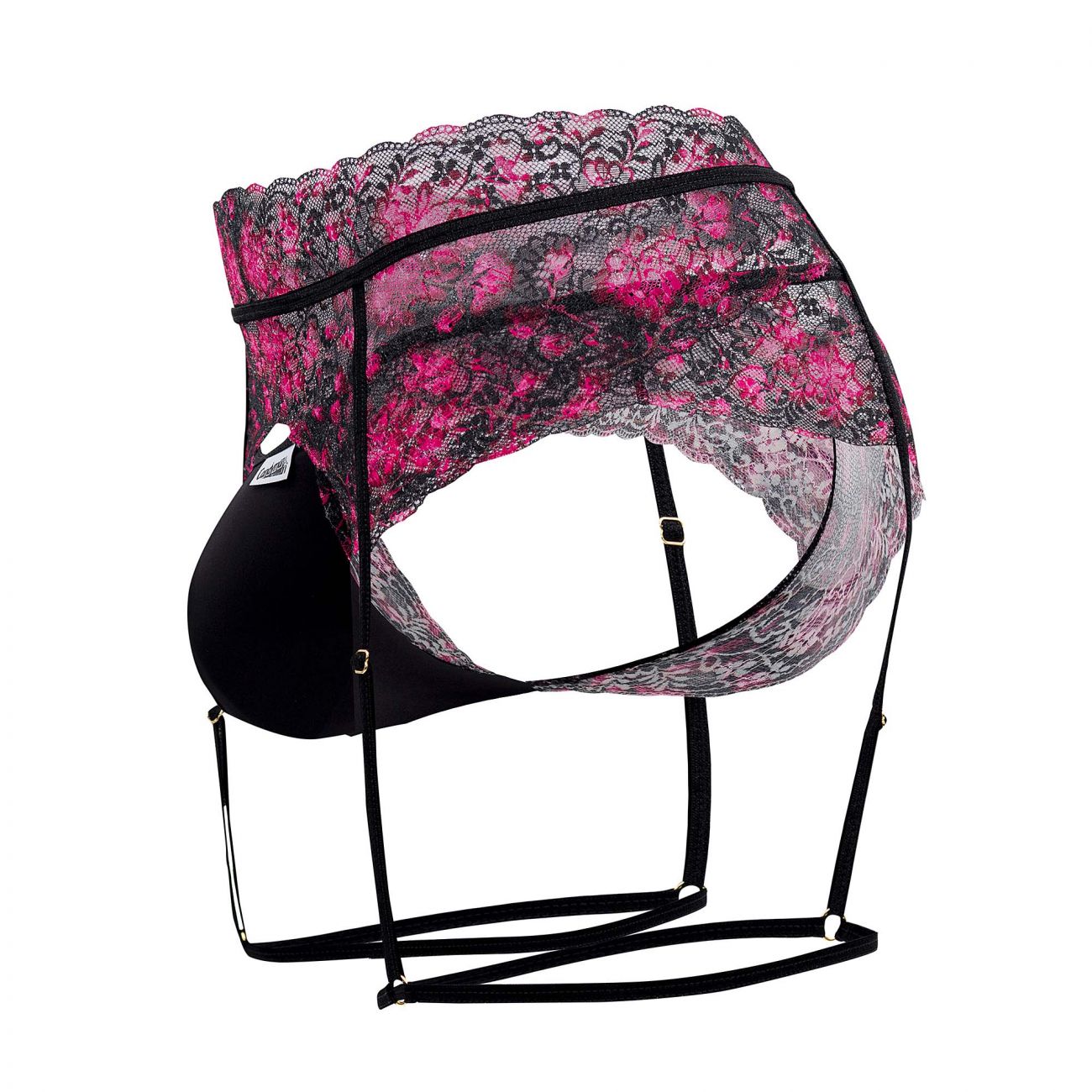 CandyMan 99576 Lace Garter Thongs Black Print