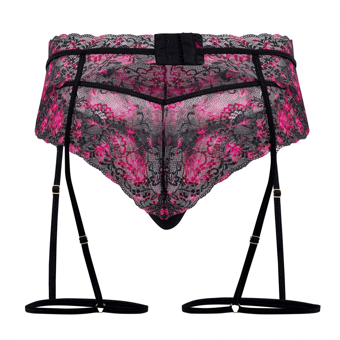 CandyMan 99576 Lace Garter Thongs Black Print