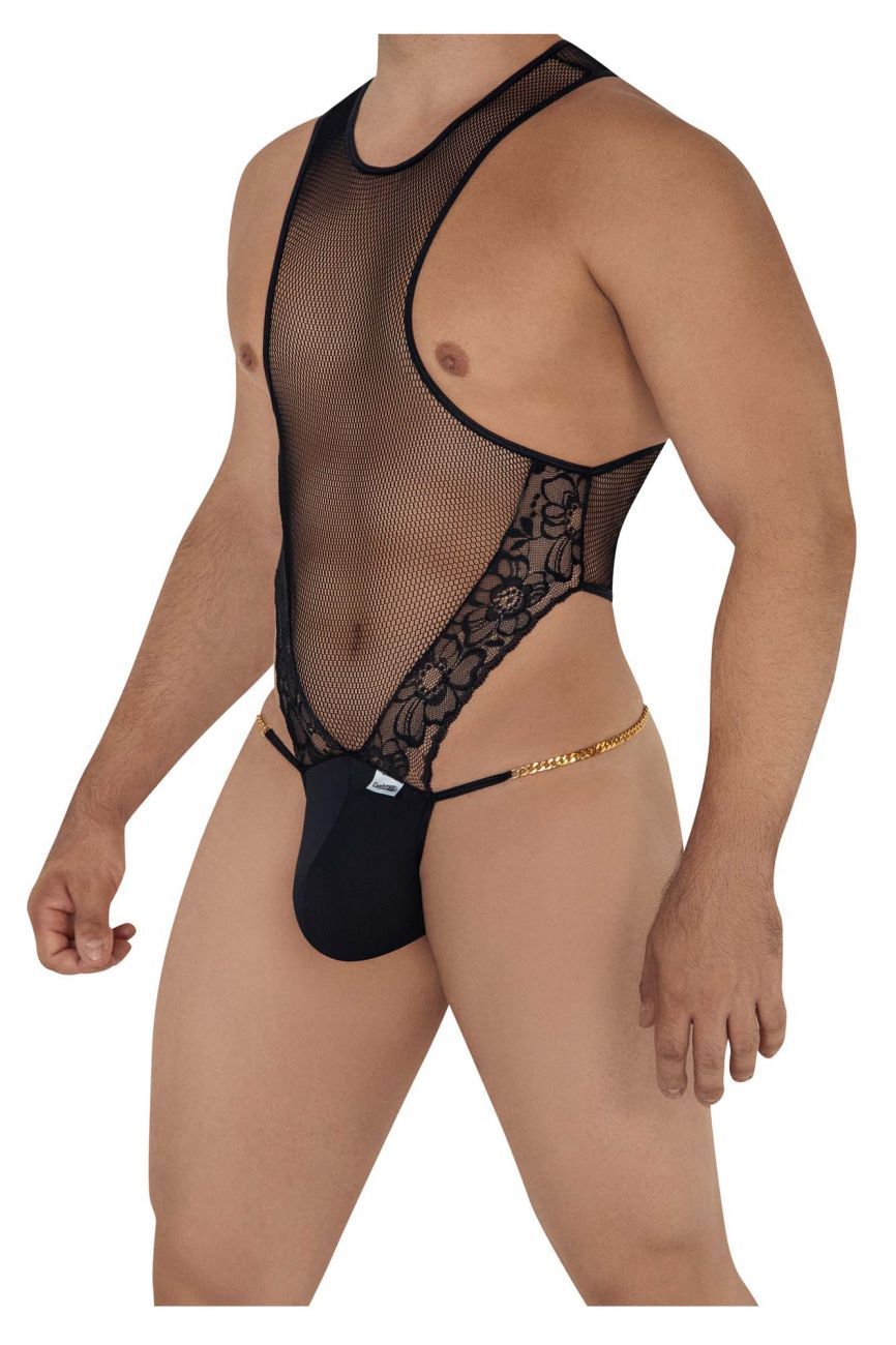 CandyMan 99584 Mesh-Lace Bodysuit Black