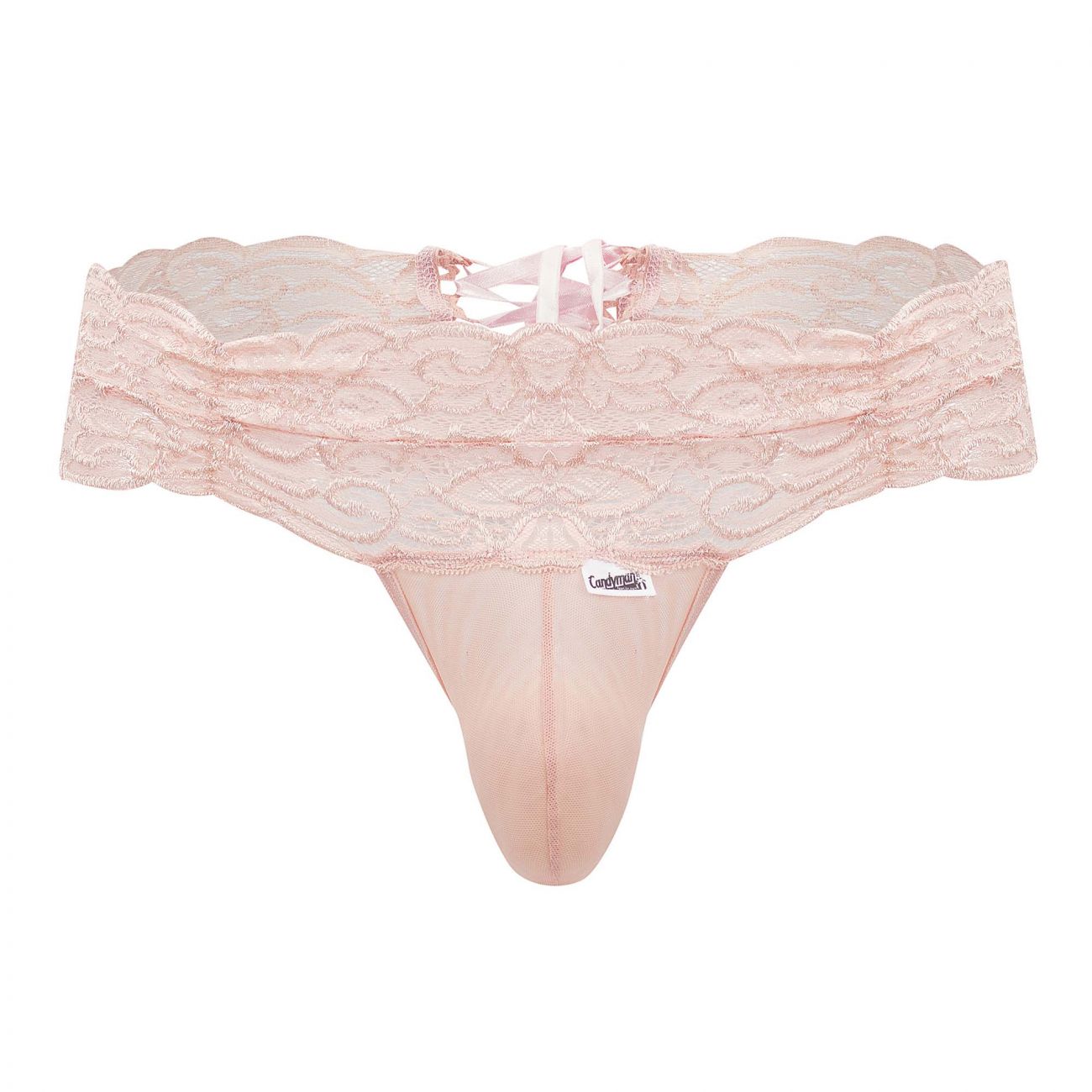 CandyMan 99595X Floral Lace Thongs Rose Plus Sizes