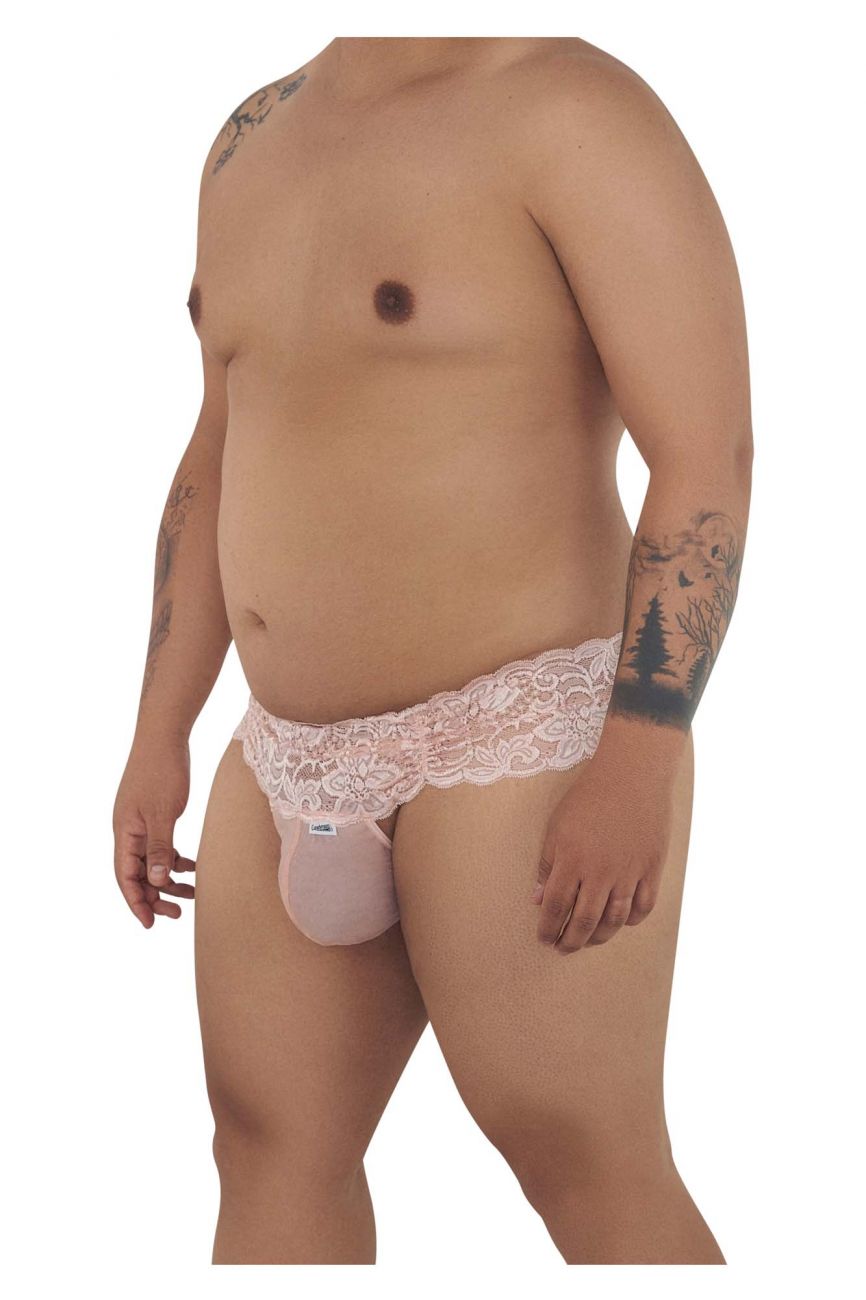 CandyMan 99595X Floral Lace Thongs Rose Plus Sizes
