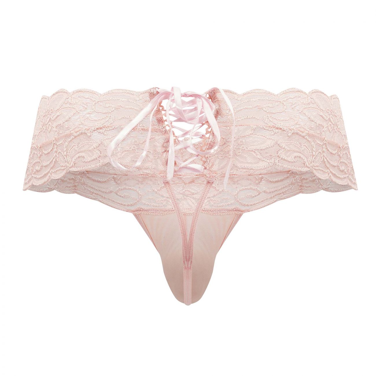 CandyMan 99595X Floral Lace Thongs Rose Plus Sizes