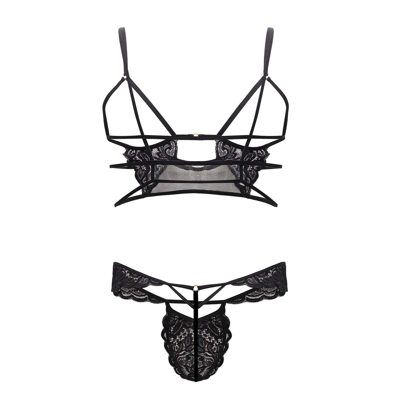 CandyMan 99604 Harness-Thongs Outfit Black