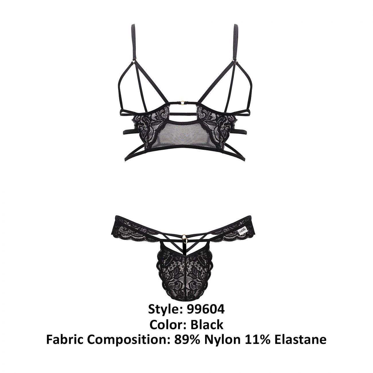 CandyMan 99604 Harness-Thongs Outfit Black
