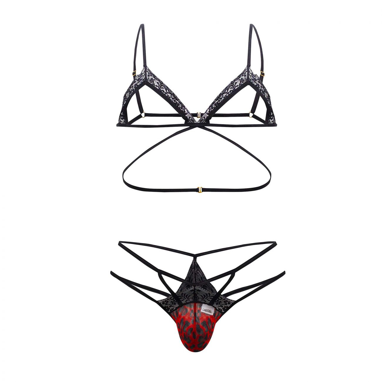 CandyMan 99610 Harness Thong Outfit Leopard Print