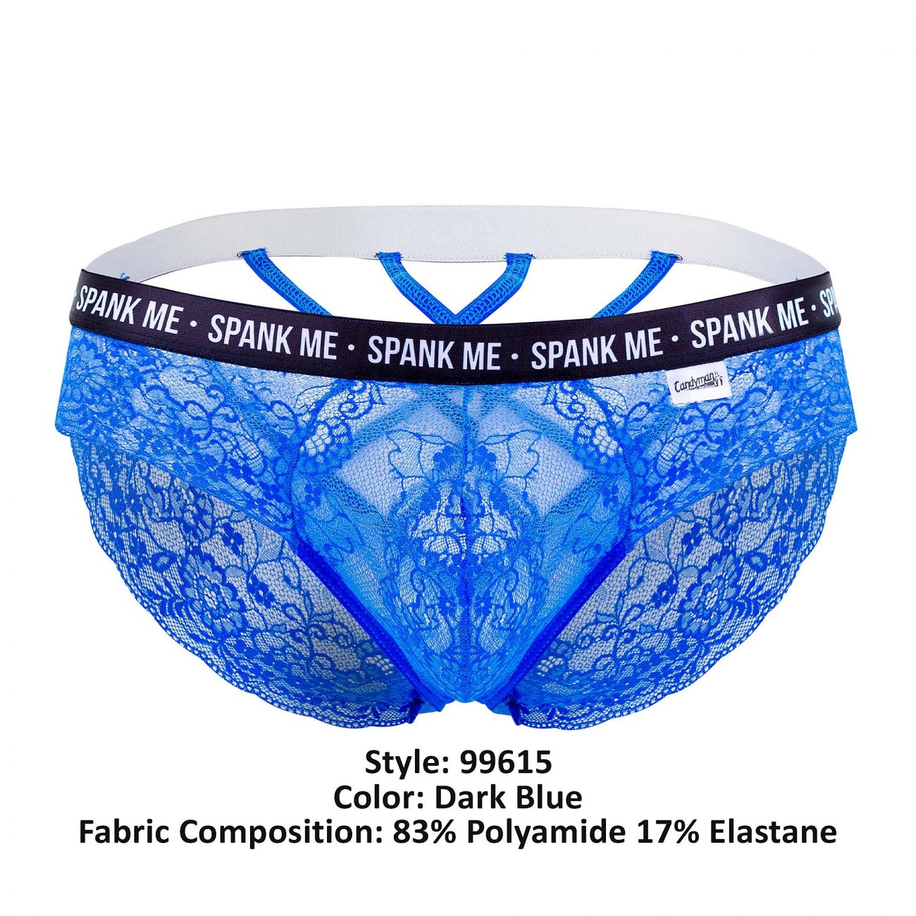 CandyMan 99615 Spank Me Lace Briefs Dark Blue