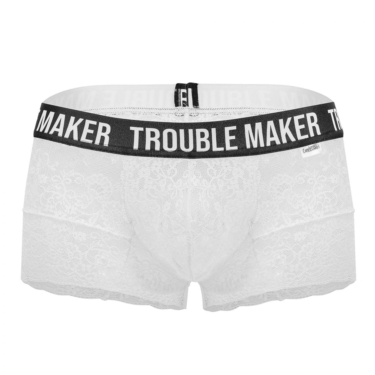 CandyMan 99616X Trouble Maker Lace Trunks White Plus Sizes