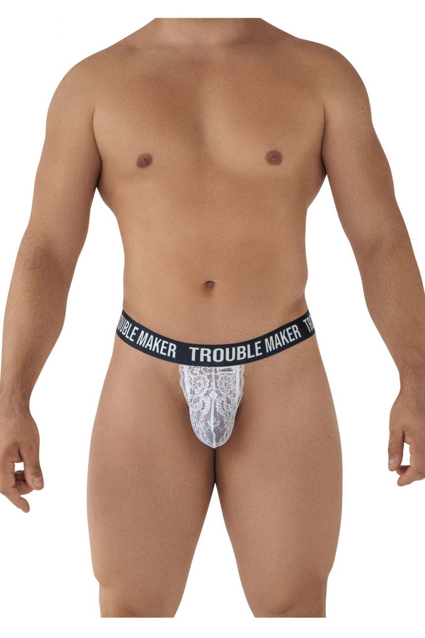 CandyMan 99618 Trouble Maker Lace Thongs White