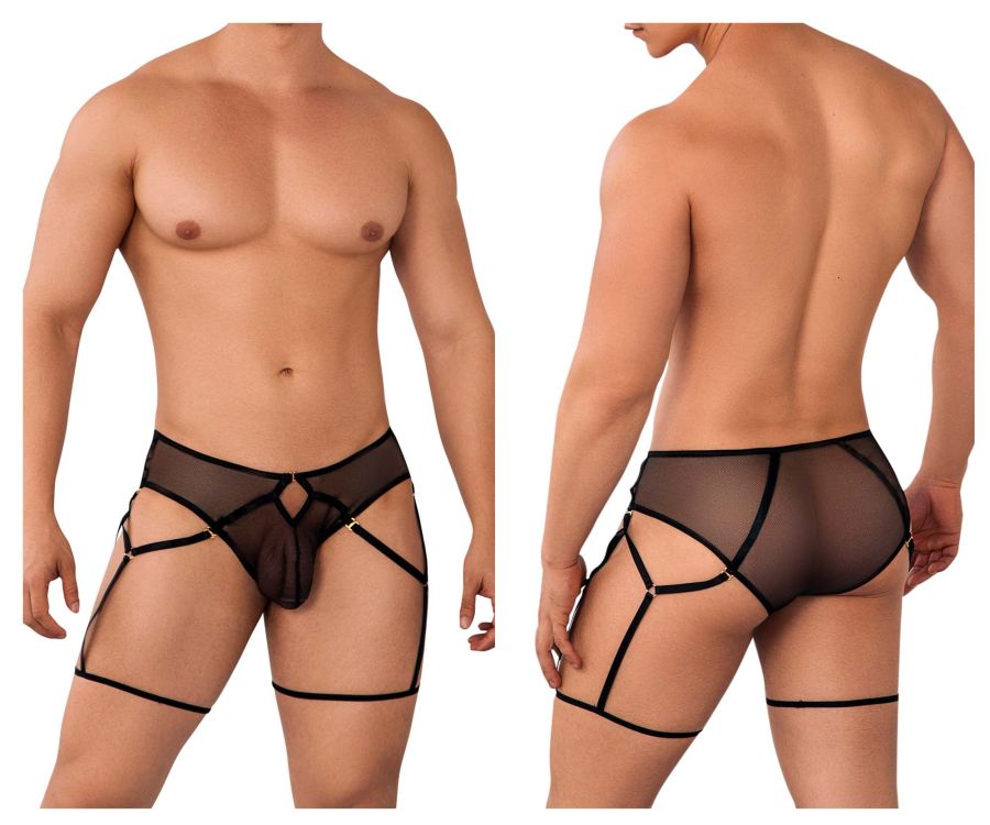 CandyMan 99625 Mesh Garter Briefs Black