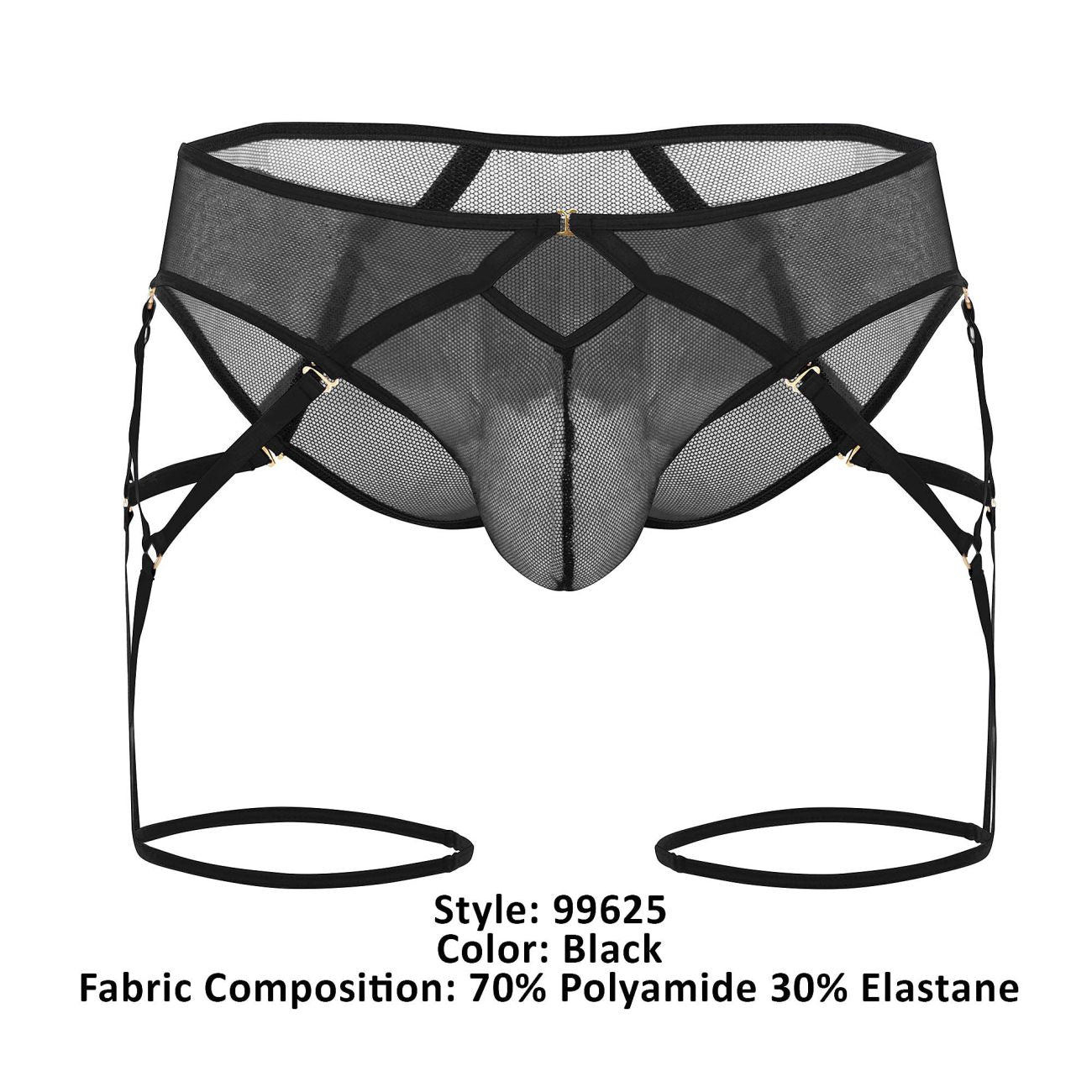 CandyMan 99625 Mesh Garter Briefs Black