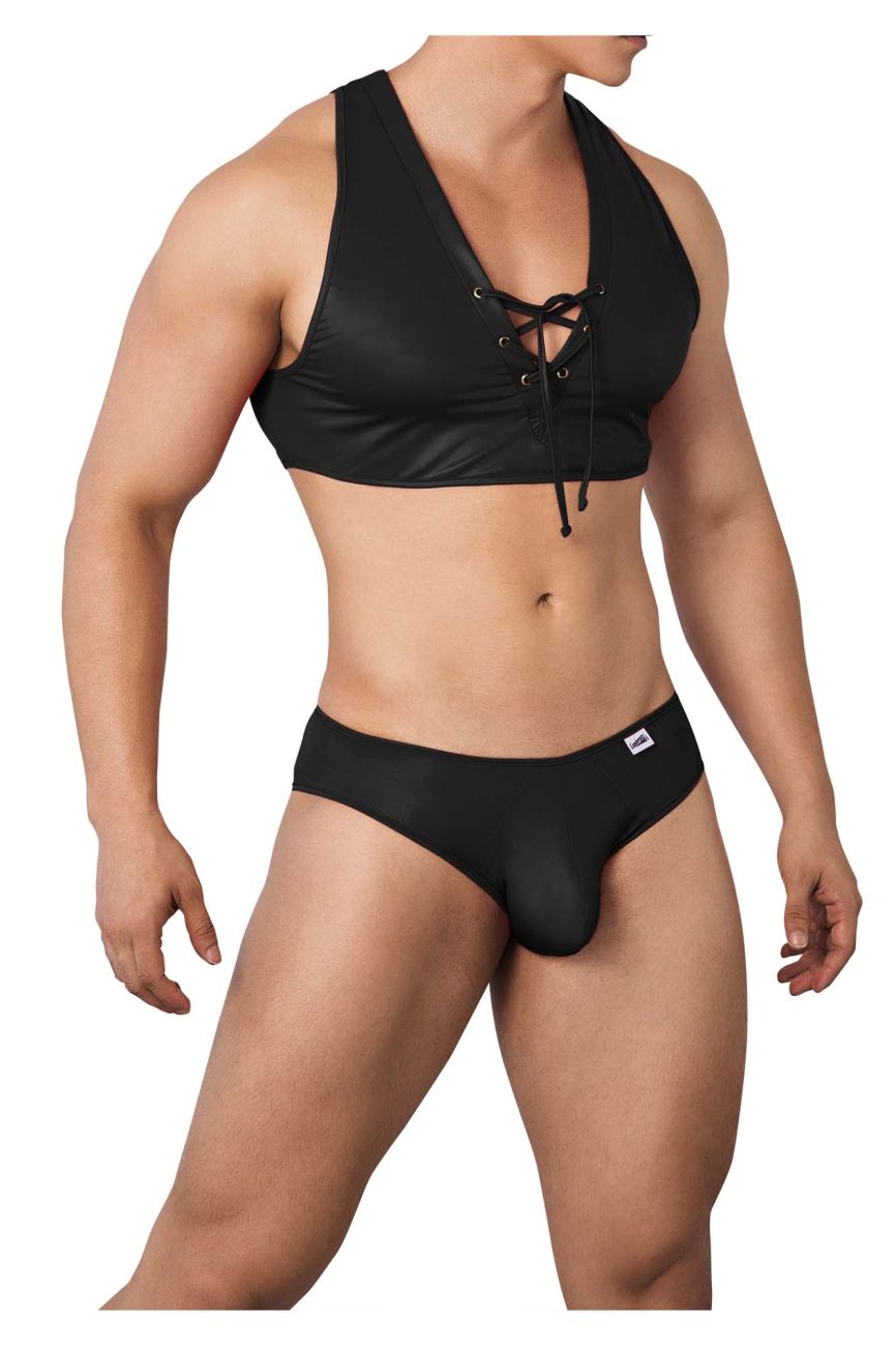 CandyMan 99628 Playful Top and Brief Set Black