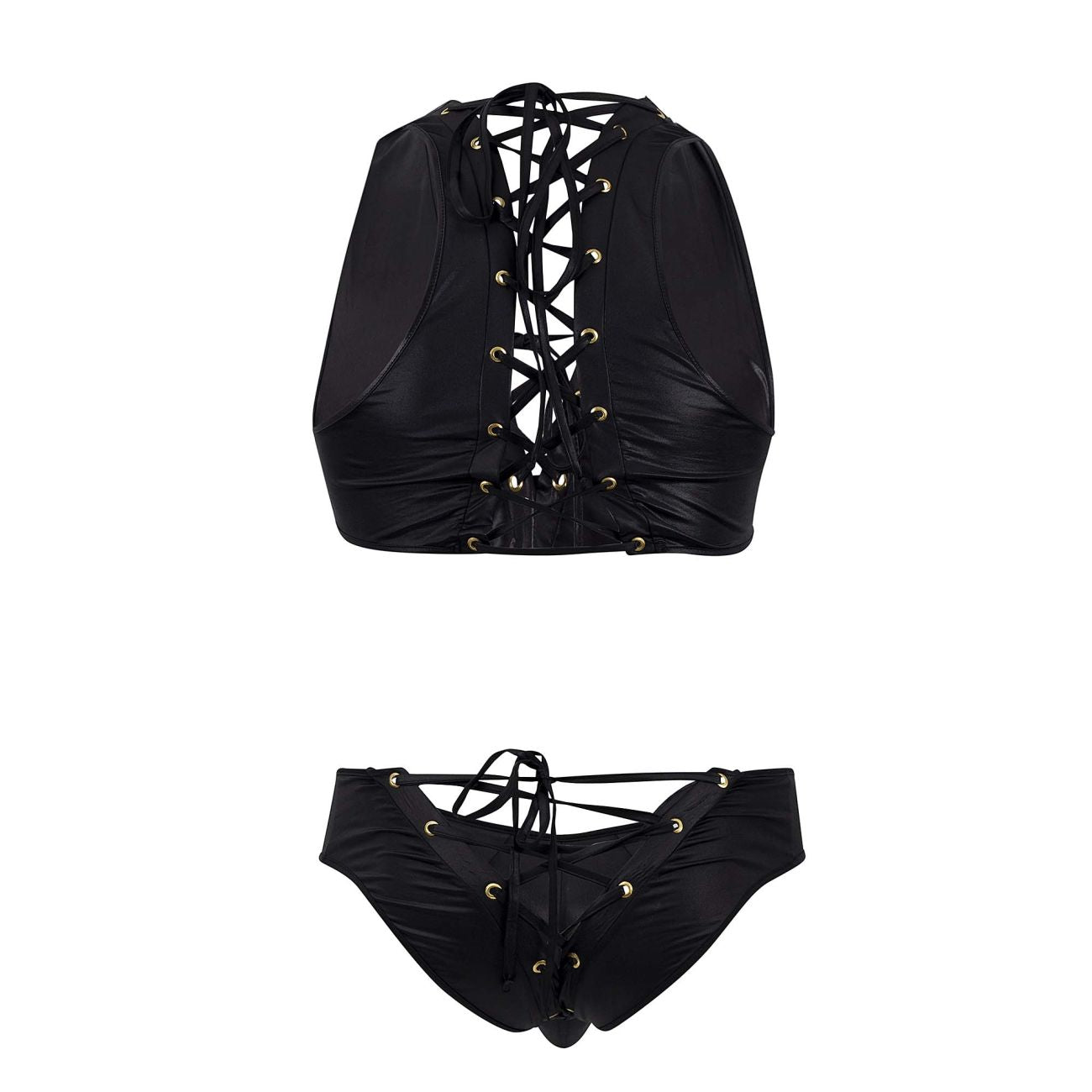 CandyMan 99628 Playful Top and Brief Set Black
