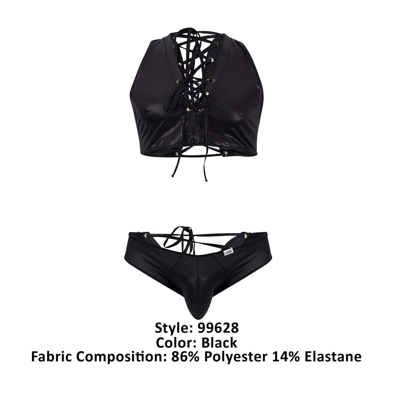 CandyMan 99628 Playful Top and Brief Set Black