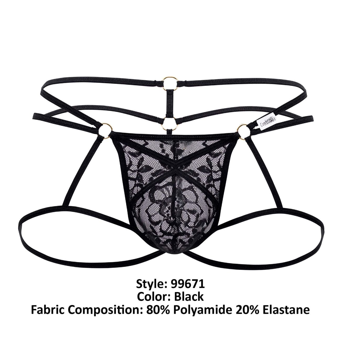 CandyMan 99671 Lace Jock Thongs Black