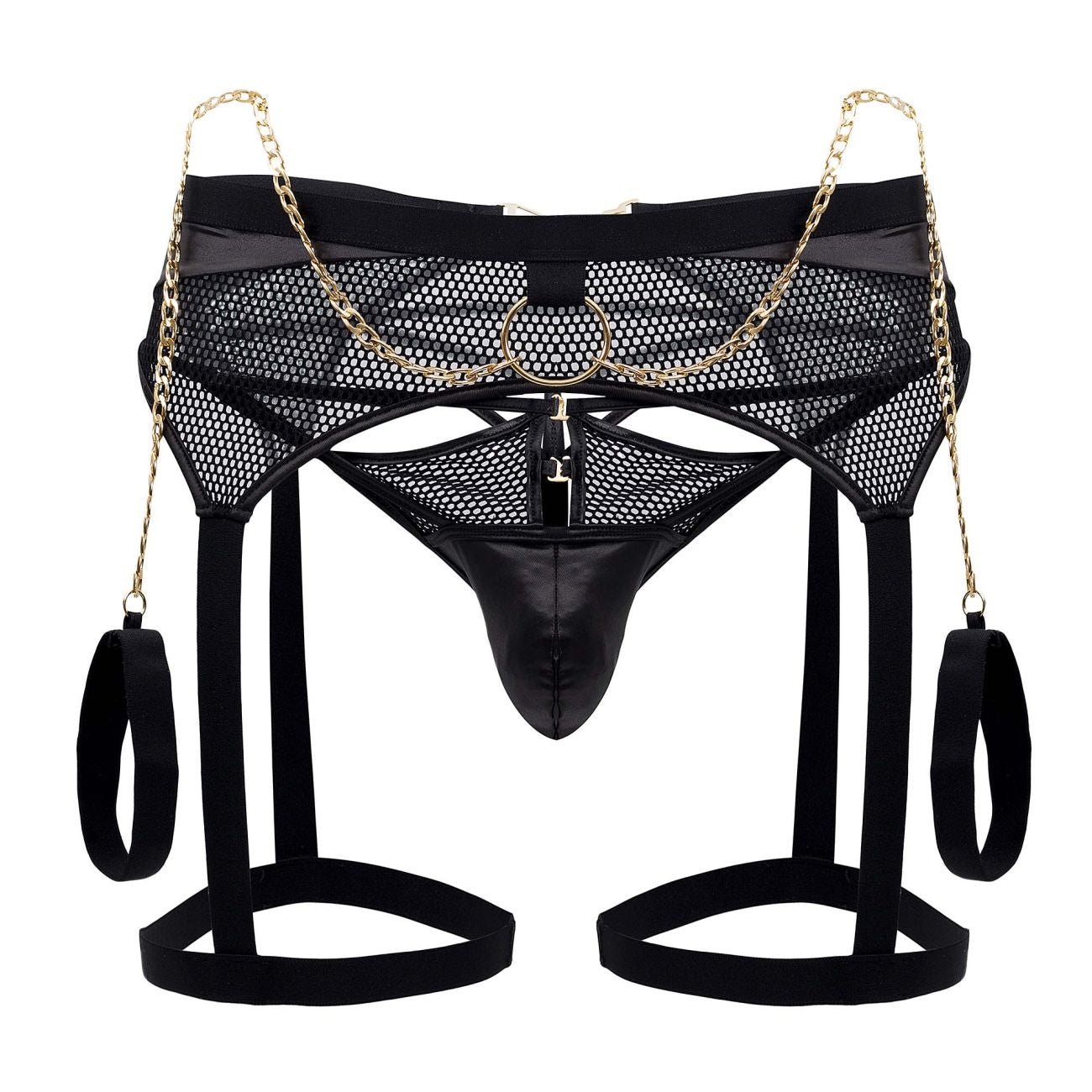 CandyMan 99690 Garter Thongs Two Piece Set Black