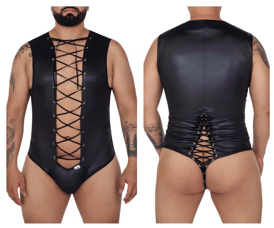 JCSTK - CandyMan 99694X Wrestling Bodysuit Black Plus Sizes