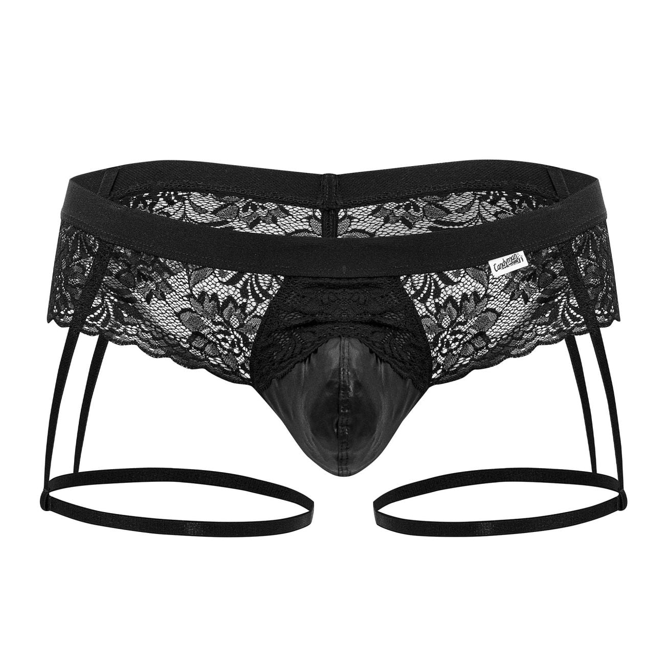 CandyMan 99717 Lace Garther Jockstrap Black