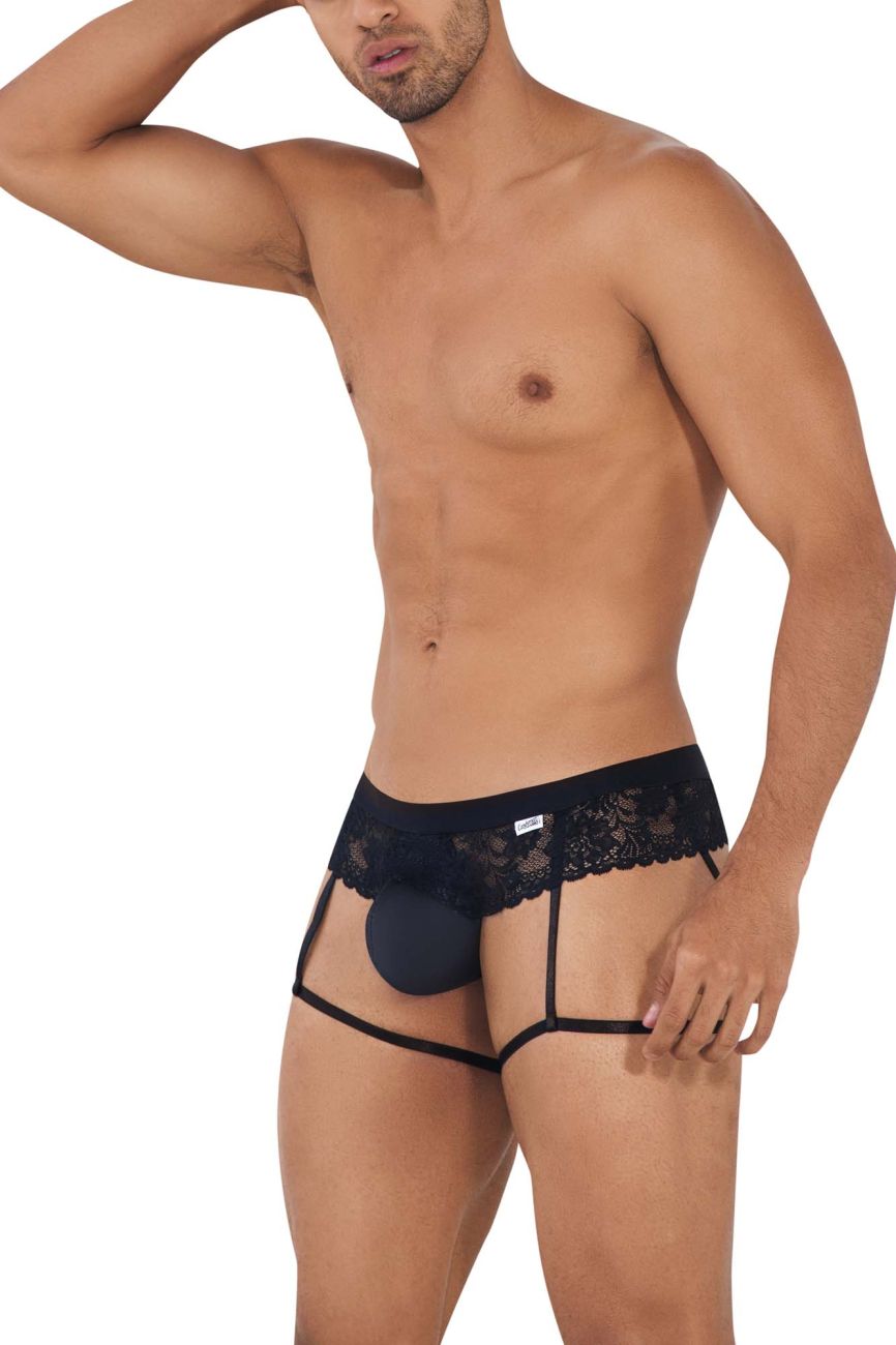 CandyMan 99717 Lace Garther Jockstrap Black