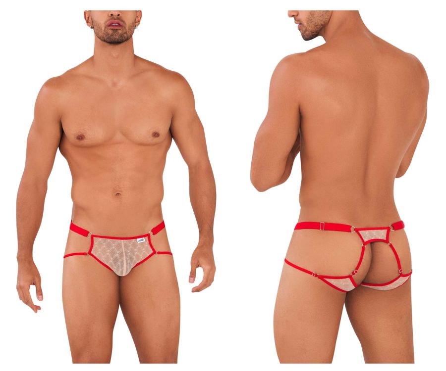 CandyMan 99730 Lace Jockstrap Beige-Red