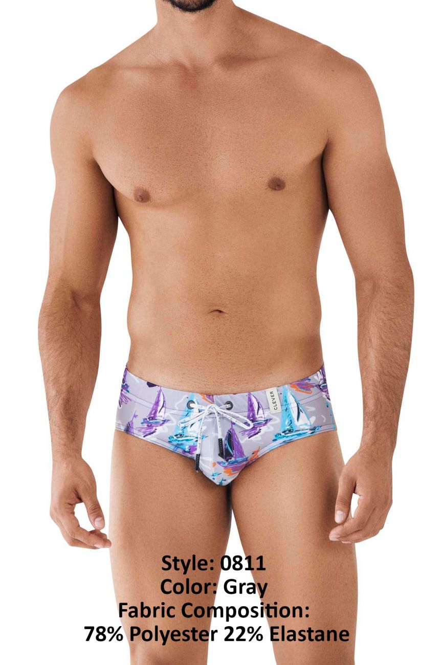 Clever 0811 Taino Swim Briefs Gray Multi Coloured
