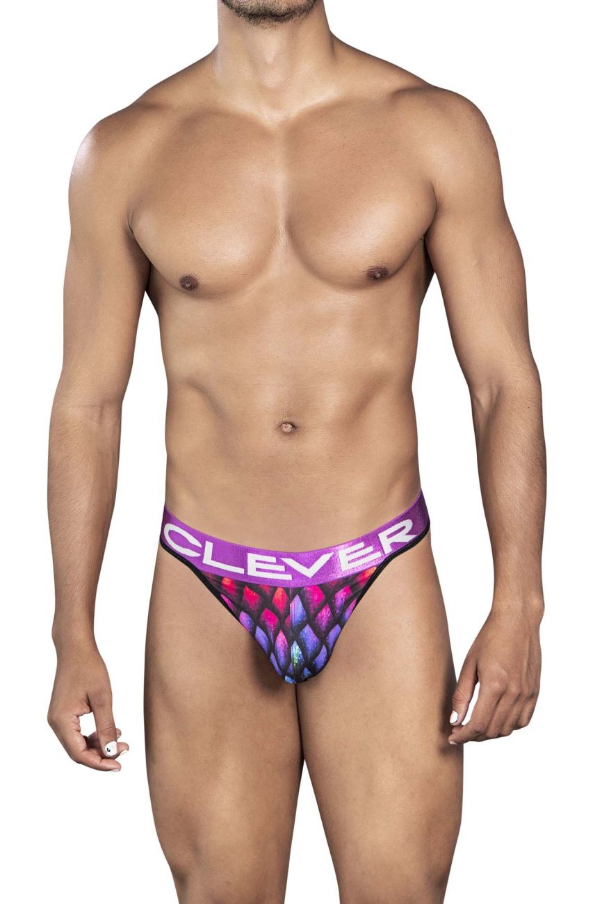 Clever 0942 Pluma Thongs Black Print