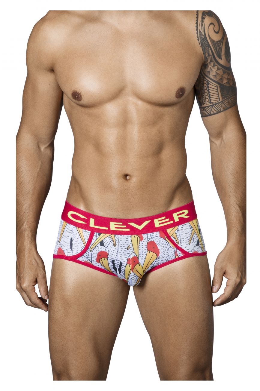 Clever 5340 Matches Piping Briefs White & Red