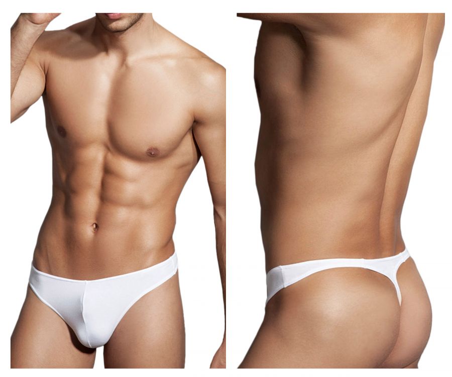 Men's T-Back Waffled See-Through Thong - White (X238208-WHT) Thong