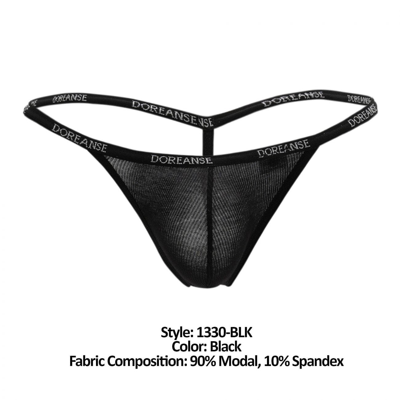 Doreanse 1330-BLK Ribbed Modal T-thong Mens Thong Black