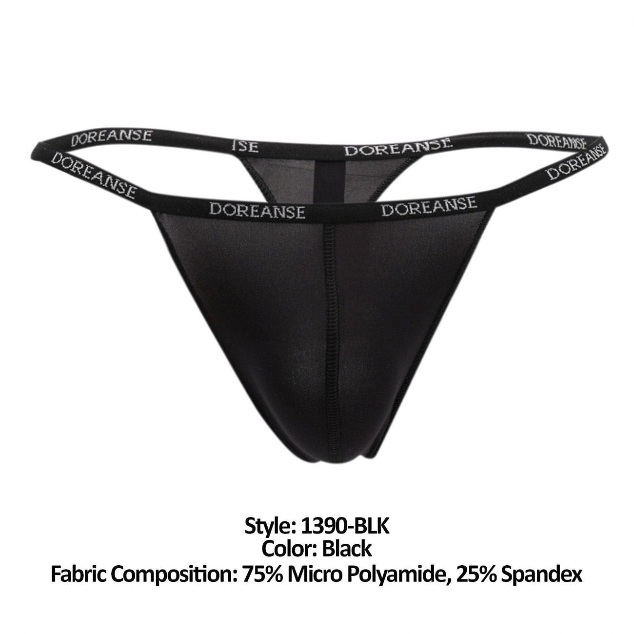 Doreanse 1390-BLK Aire Mens Thong Black