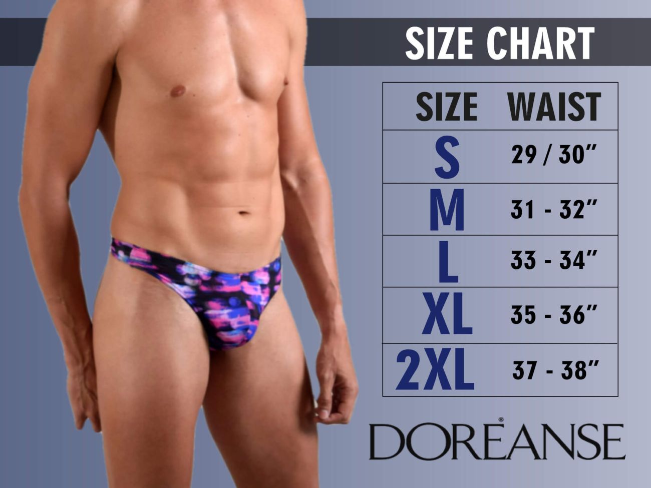 Doreanse 1012-CHR Sexy Borderline Thongs Charcoal Plus Sizes