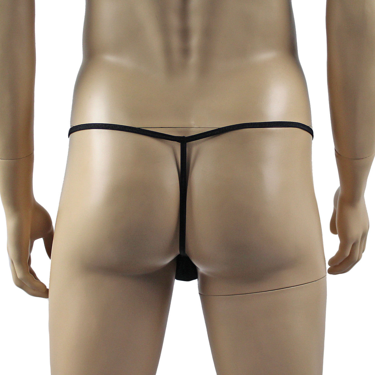 Mens Gift Stretch Mesh Tear Drop Ball Bag Pouch with Bow Black