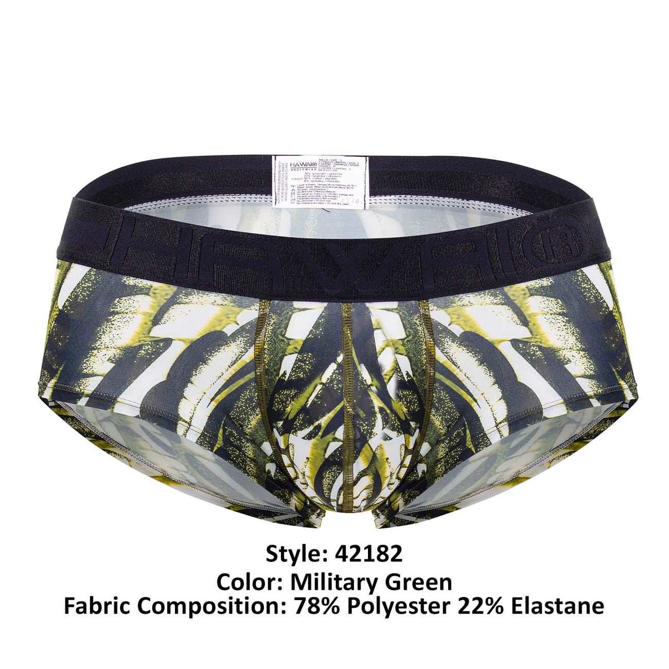 HAWAI 42182 Printed Microfiber Briefs Military Green