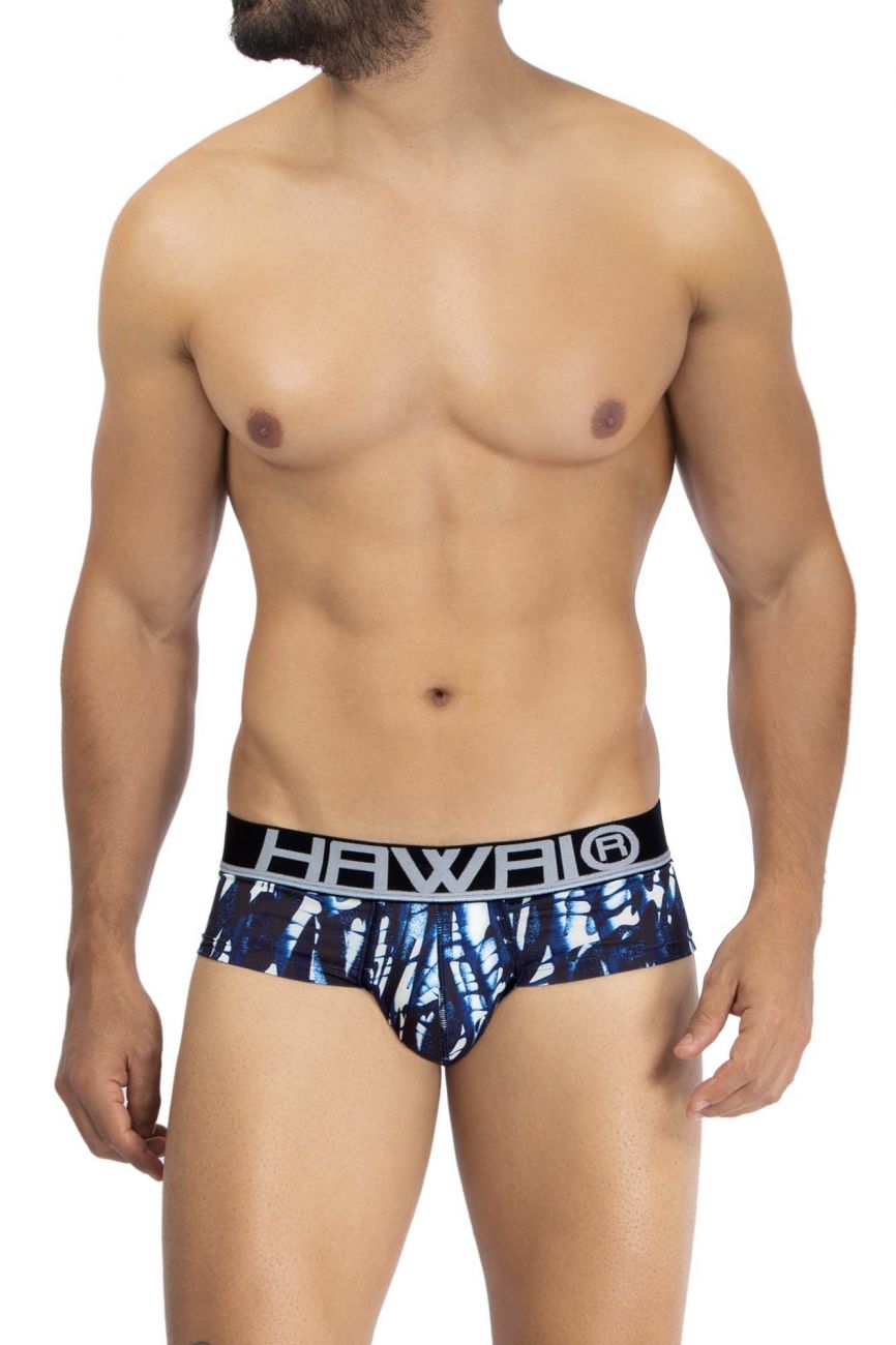 HAWAI 42192 Printed Microfiber Hip Briefs Dark Blue