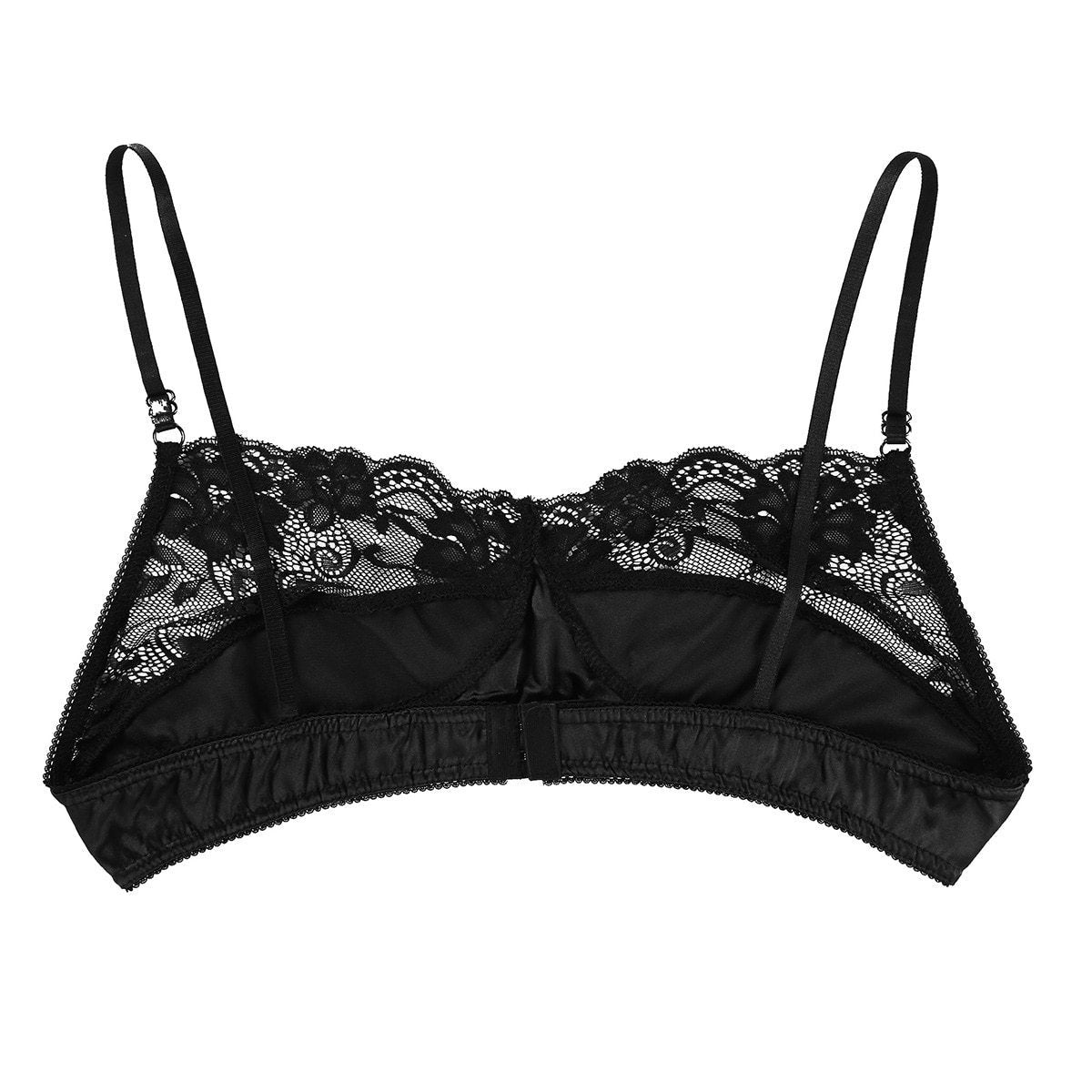 Men Sissy Floral Satin Pajama Set Bra Top & Boxer Shorts Blue