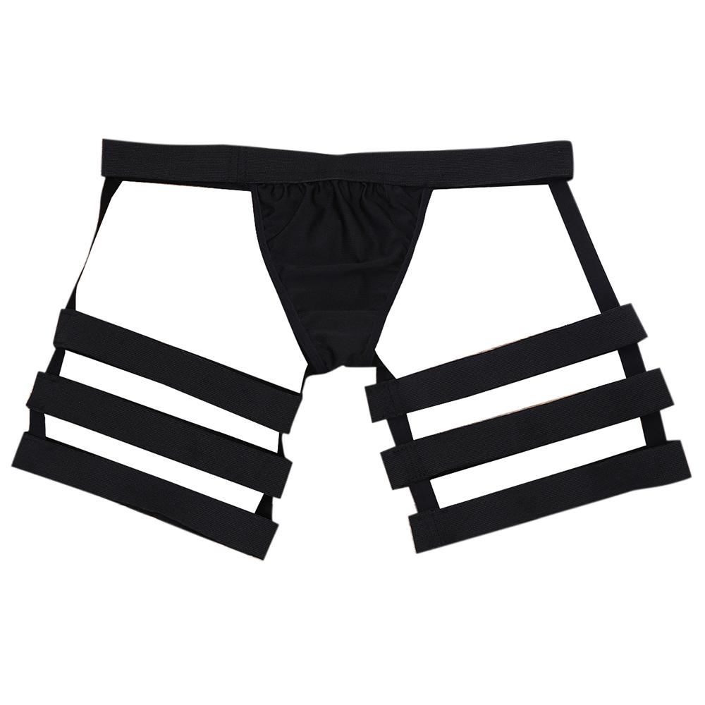 Mens Chaps Boxer Briefs with Garters & Leg Bands Black