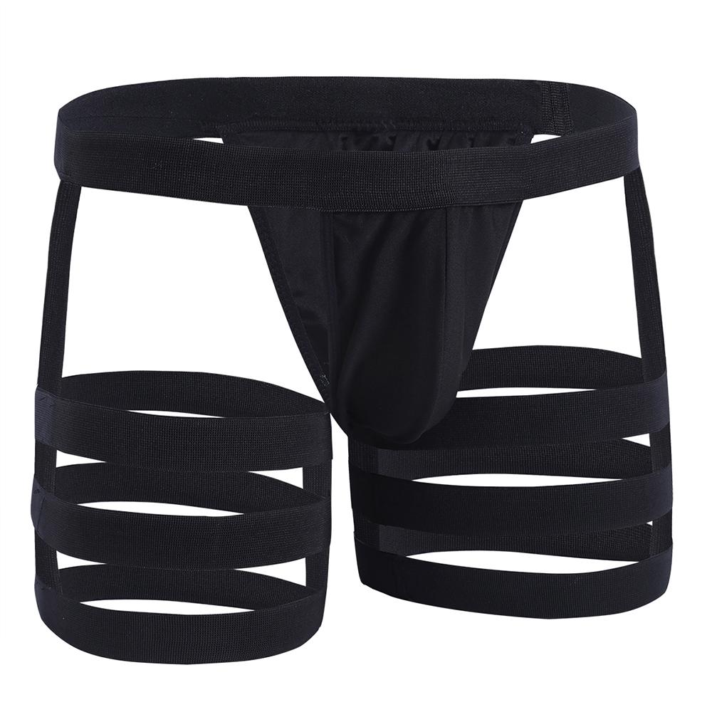 Mens Chaps Boxer Briefs with Garters & Leg Bands Black