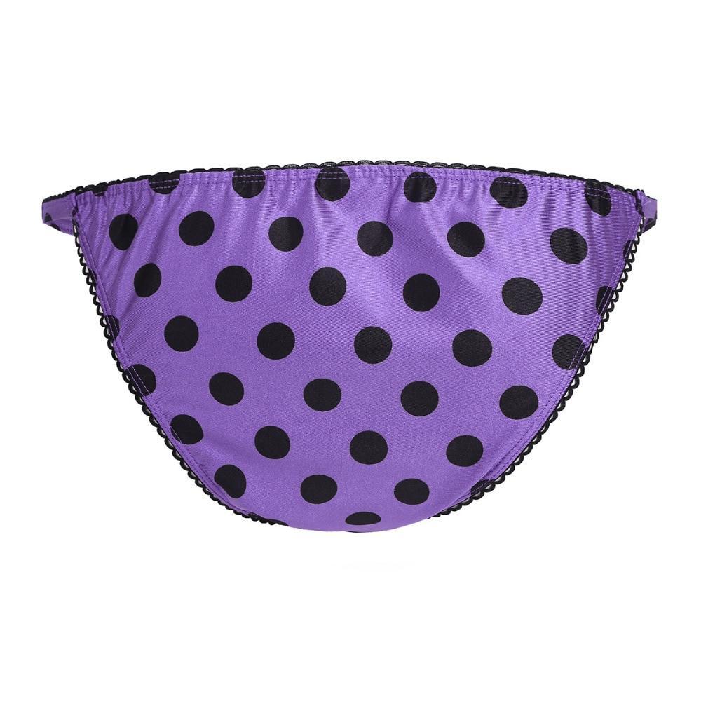 Mens Lingerie Polka Dot Satin Bikini Briefs Purple