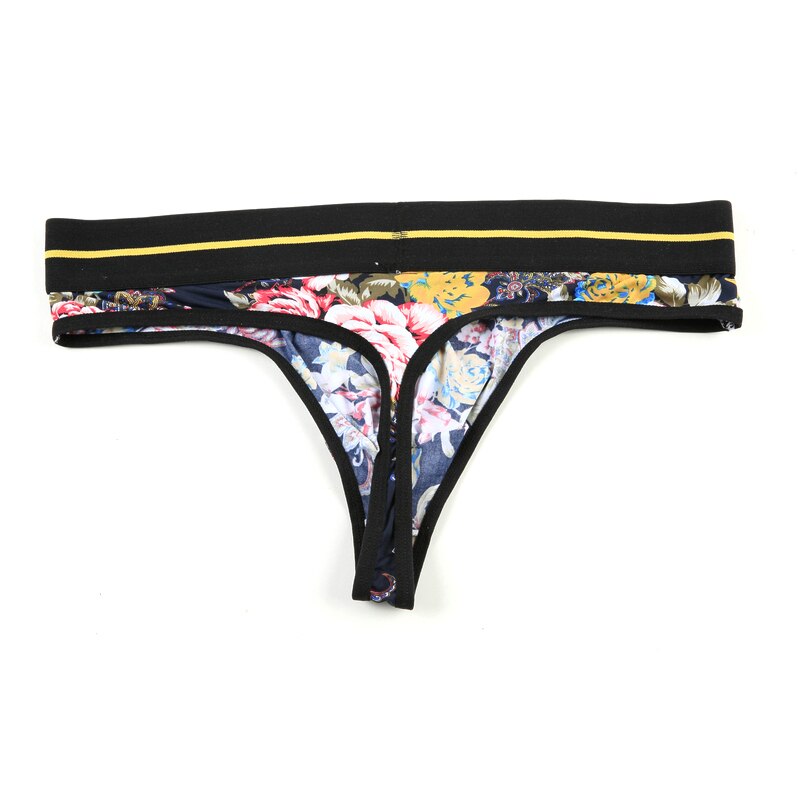 Mens Polyamide Comfortable & Light Thong Dark Flowers