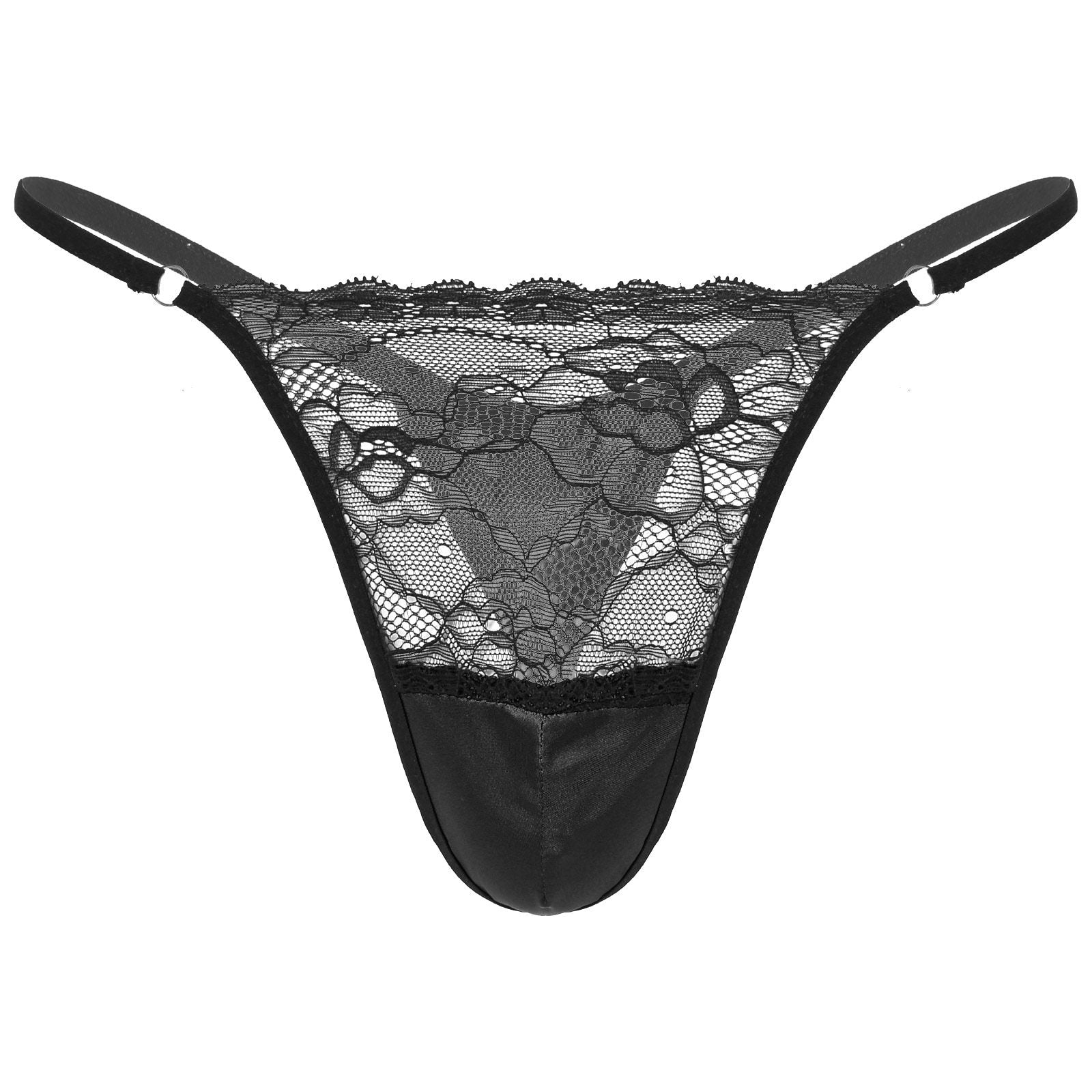 Mens Sissy lace and Sheer Mesh Bra Top Black