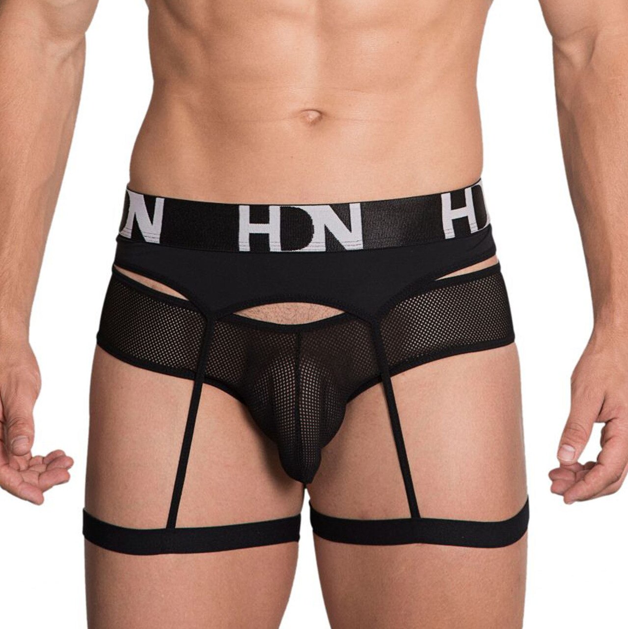 SALE - Mens Hidden Seduction Garterbelt Brief Set Black
