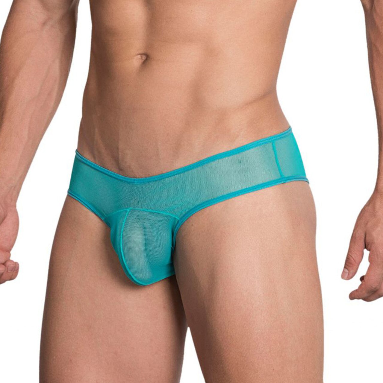 Mens Hidden Seduction Stretch Mesh Bikini Brief Jade