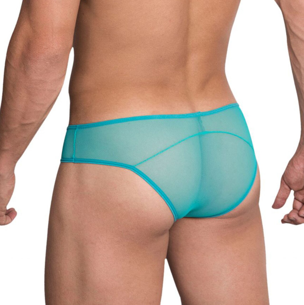 Mens Hidden Seduction Stretch Mesh Bikini Brief Jade