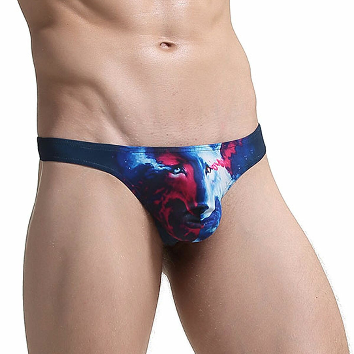 SALE - Mens Two Faced Dark Blue Wolf Thong